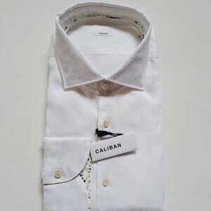 Caliban Italian 100% Linen White Button-down shirt Sizes 43 / 44 / 46